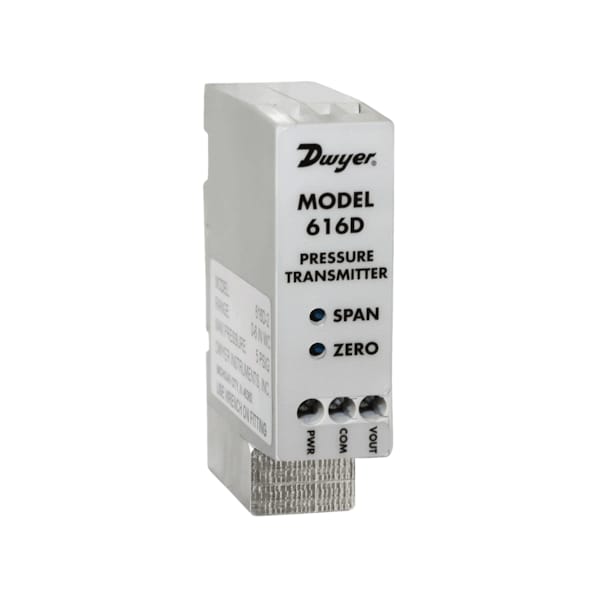 Differential pressure transmitter, range 0-100" w.c., max. pressure 15 psig.